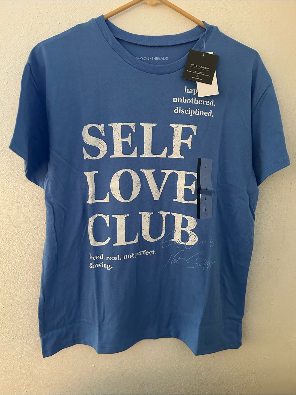 NWT Women’s Large Blue Self Love Club Short Sleeve T Shirt